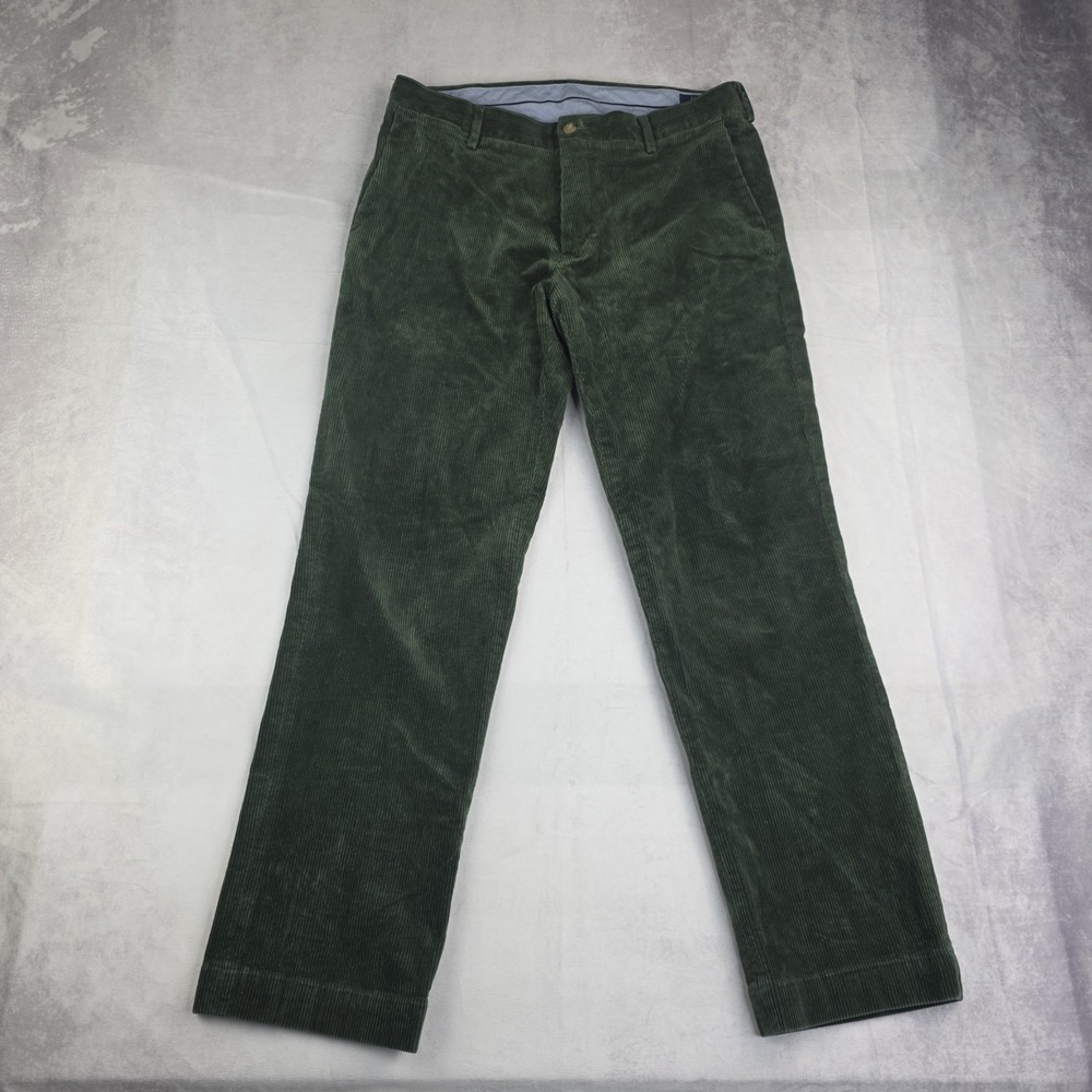 Polo Ralph Lauren Pants Men 34x32 Green Corduroy Stretch Classic Fit (34x30)
